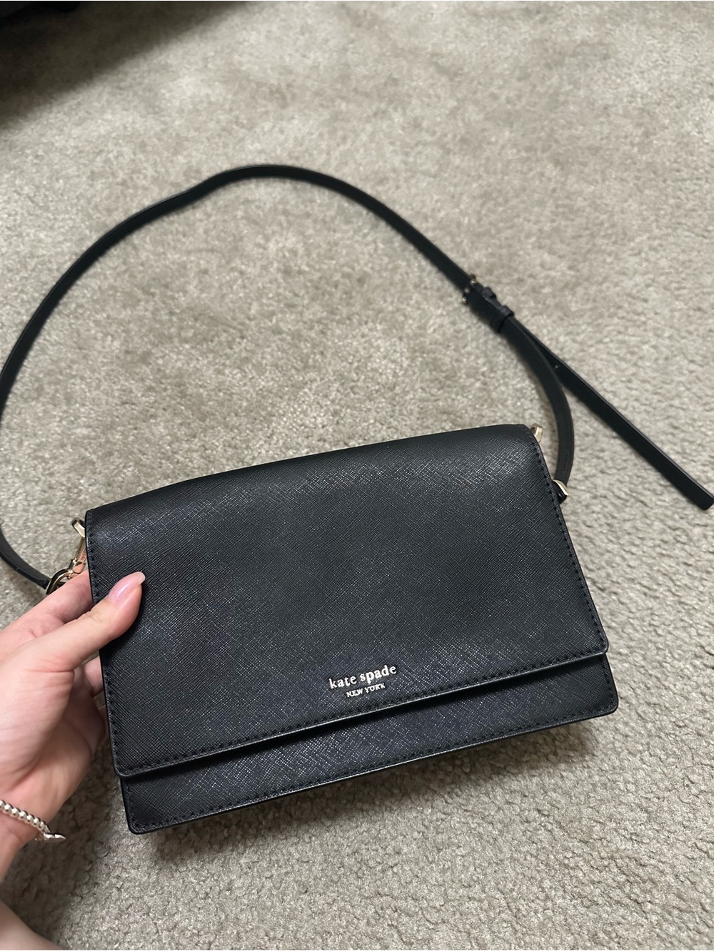 kate spade Black Saffiano Leather Crossbody Bag